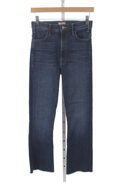 Mother Womens Cropped High Waist Blue Cotton Jeans Button Size 25