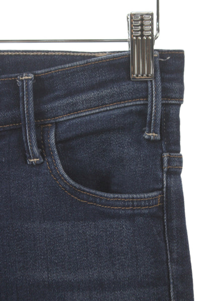 Mother Womens Cropped High Waist Blue Cotton Jeans Button Size 25