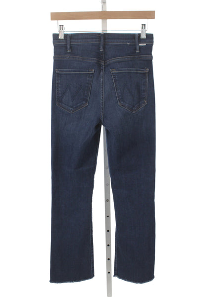 Mother Womens Cropped High Waist Blue Cotton Jeans Button Size 25