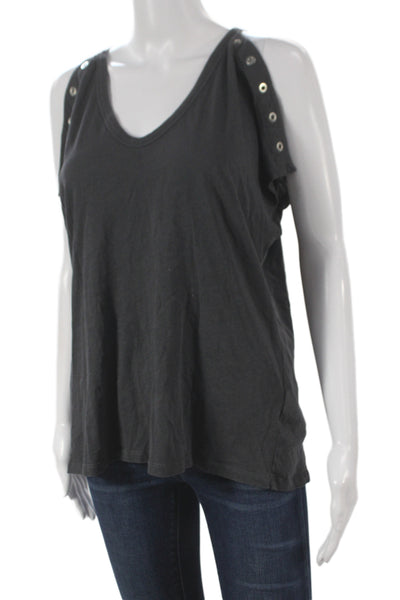 Allsaints Womens Jersey V-Neck Black Sleeveless Cotton T-Shirt Size M