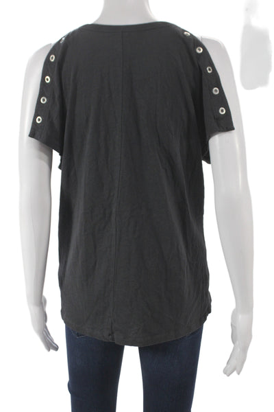 Allsaints Womens Jersey V-Neck Black Sleeveless Cotton T-Shirt Size M