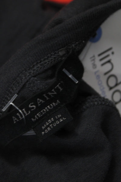 Allsaints Womens Jersey V-Neck Black Sleeveless Cotton T-Shirt Size M