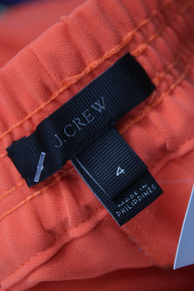 J Crew Women Jogger Pants Orange Polyester Pull On Solid Size 4