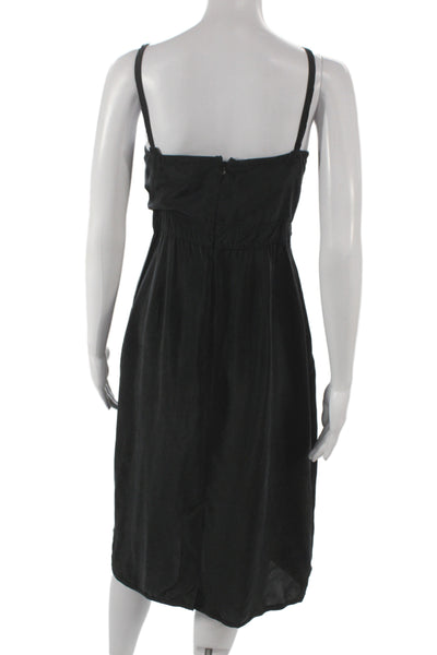 J Crew Womens Wrap Dress Black V Neck Sleeveless Cupro Size 6