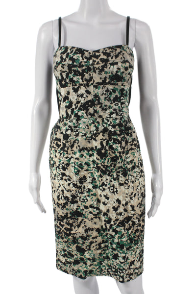 DKNY Womens Sheath Dress Beige Sweetheart Animal Print Zip Knee Length Size 10