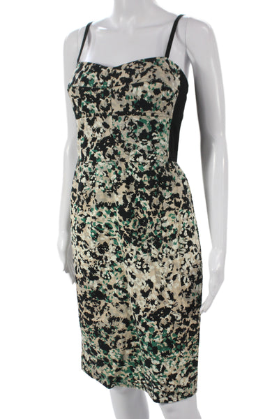 DKNY Womens Sheath Dress Beige Sweetheart Animal Print Zip Knee Length Size 10
