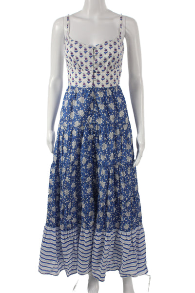 J Crew Womens Maxi Floral Cotton Scoop Neck Midi Dress Sleeveless Size 10