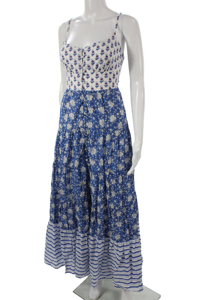 J Crew Womens Maxi Floral Cotton Scoop Neck Midi Dress Sleeveless Size 10