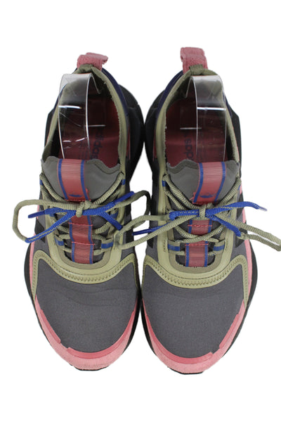 Adidas Womens Lace Up Neoprene Suede Logo Sneakers Gray Pink Size 7.5