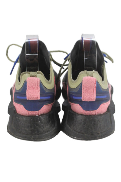 Adidas Womens Lace Up Neoprene Suede Logo Sneakers Gray Pink Size 7.5