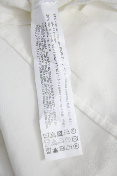 Zara Womens Cropped Button-Up White Collared Long Sleeve Solid Viscose Size S