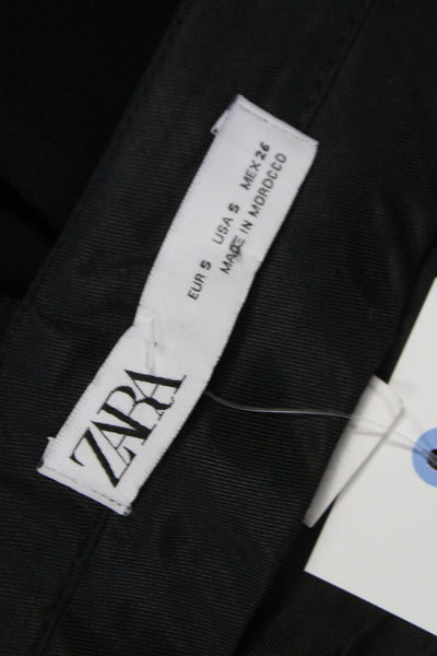 Zara Womens Dress Pants Black Polyester Solid Button Inseam 30 Size S