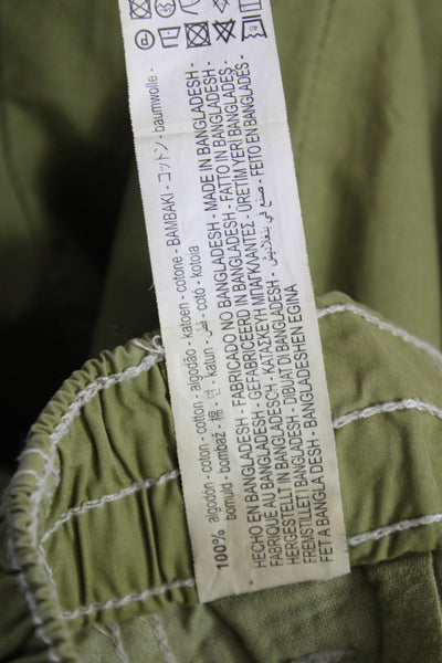 Zara Womens Cargo Pants Green Cotton Button Closure Size XS
