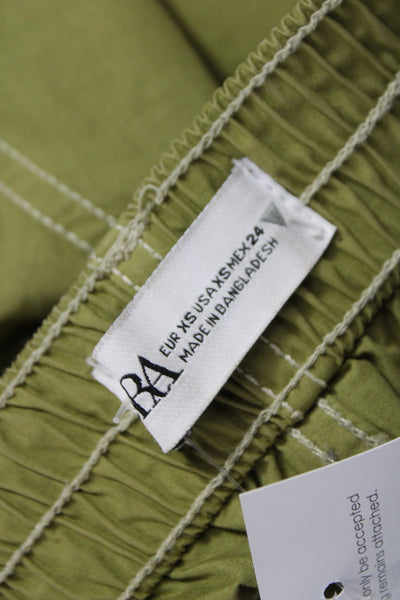 Zara Womens Cargo Pants Green Cotton Button Closure Size XS