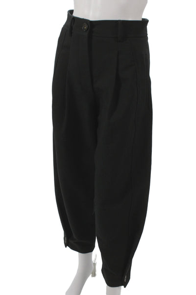 Zara Womens Dress Pants Black Polyester Button Size XS