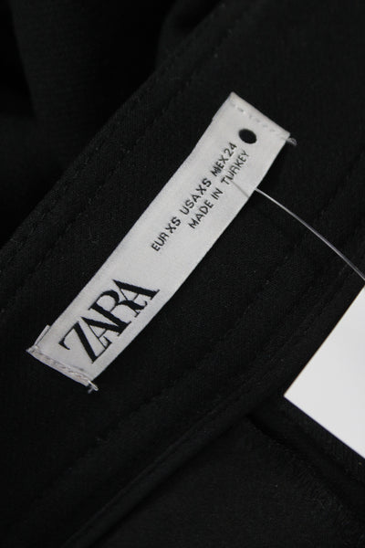 Zara Womens Dress Pants Black Polyester Button Size XS