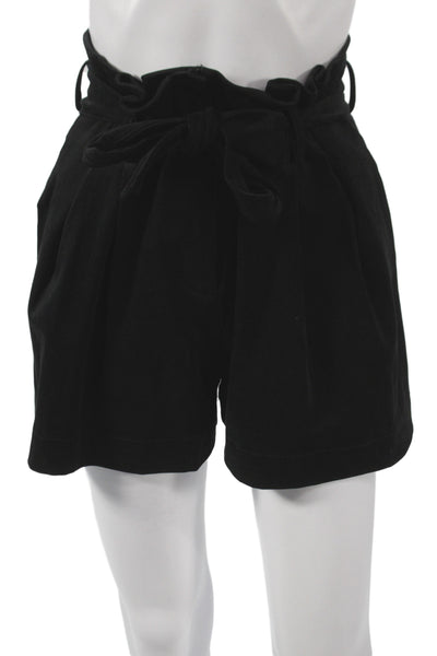 Zara Basic Women Paperbag Black Shorts Tie Waist Polyester Size XS