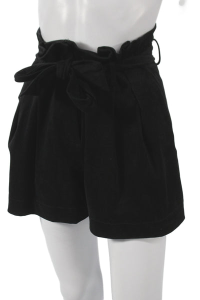 Zara Basic Women Paperbag Black Shorts Tie Waist Polyester Size XS