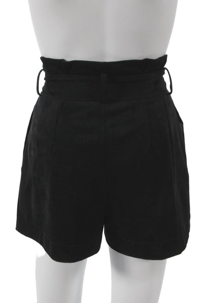 Zara Basic Women Paperbag Black Shorts Tie Waist Polyester Size XS