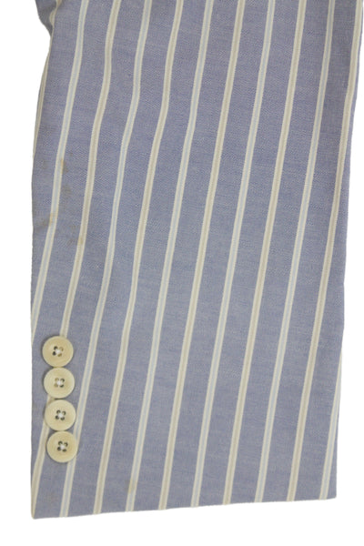 Hickey Mens Blue Striped Cotton Blazer Button Closure Preppy Size 40