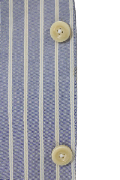 Hickey Mens Blue Striped Cotton Blazer Button Closure Preppy Size 40