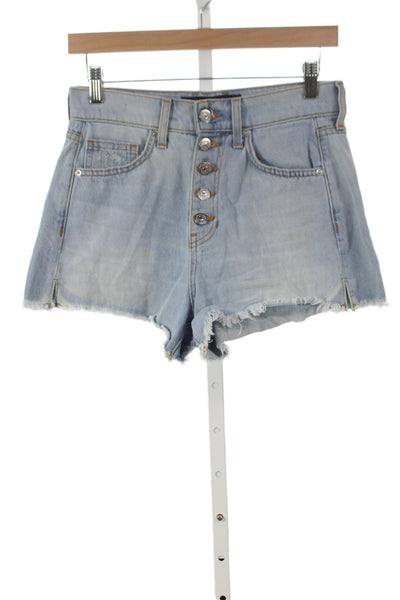 Veronica Beard Womens Cut-Off Blue Cotton Shorts Size 26