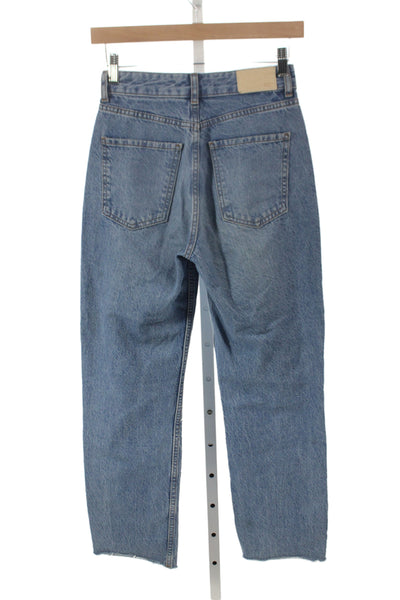 Zara Women Mom Jeans Blue High Rise Cotton 26 Inseam 90s Size 0