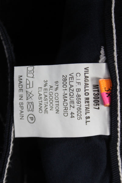 Vilagallo Women Black Cropped High Rise Jeans 97% Cotton Button Size 38