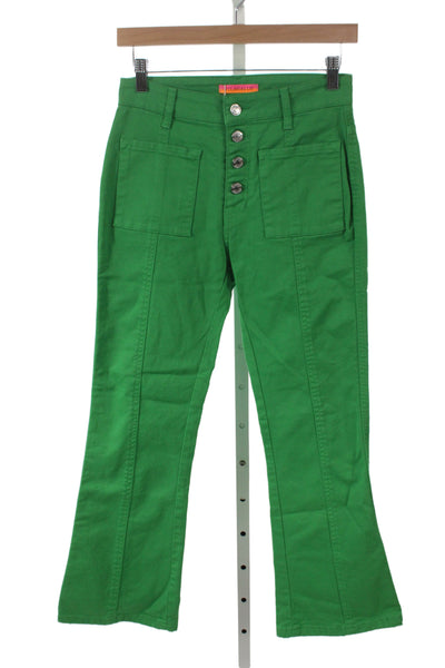 Vilagallo Womens Cropped Green Pants Button High Rise Size 38