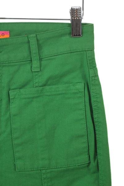 Vilagallo Womens Cropped Green Pants Button High Rise Size 38