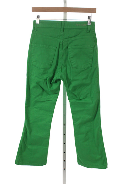 Vilagallo Womens Cropped Green Pants Button High Rise Size 38