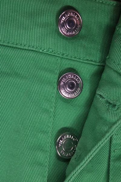 Vilagallo Womens Cropped Green Pants Button High Rise Size 38