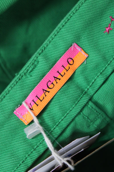 Vilagallo Womens Cropped Green Pants Button High Rise Size 38
