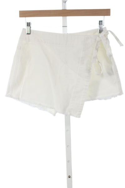 We The Free Women Mini White Cotton Skort Tie Casual Size 0