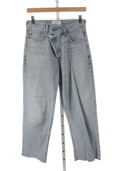 Agolde Womens Cropped High Rise Jeans Blue 100% Cotton Button Size 24
