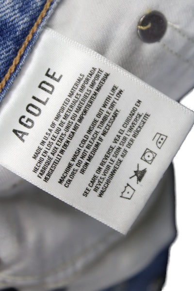Agolde Womens Cropped High Rise Jeans Blue 100% Cotton Button Size 24