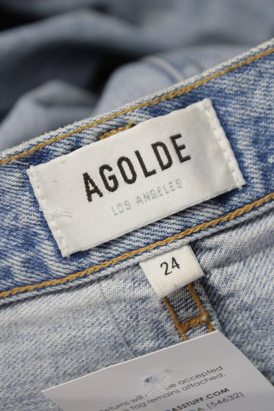 Agolde Womens Cropped High Rise Jeans Blue 100% Cotton Button Size 24