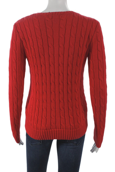 Polo Ralph Lauren Women Red Cotton Crewneck Pullover Long Sleeve Size XS