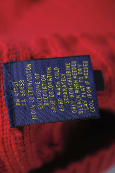 Polo Ralph Lauren Women Red Cotton Crewneck Pullover Long Sleeve Size XS