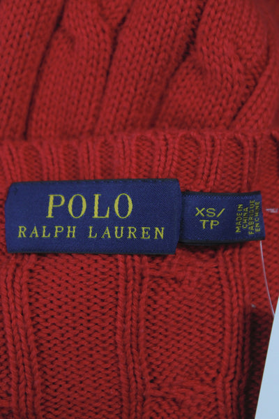 Polo Ralph Lauren Women Red Cotton Crewneck Pullover Long Sleeve Size XS