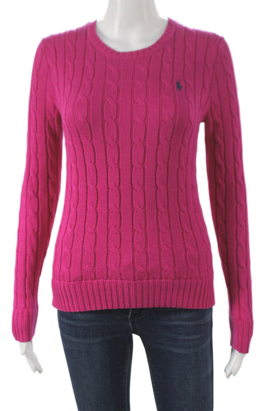 Polo Ralph Lauren Women Pink Cotton Pullover Sweater Long Sleeve Size XS