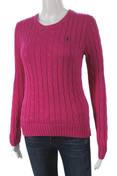 Polo Ralph Lauren Women Pink Cotton Pullover Sweater Long Sleeve Size XS