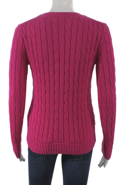 Polo Ralph Lauren Women Pink Cotton Pullover Sweater Long Sleeve Size XS
