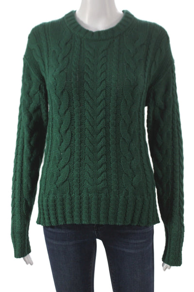 J Crew Womens Green Cotton Crew Neck Pullover Sweater Long Sleeve Size XS