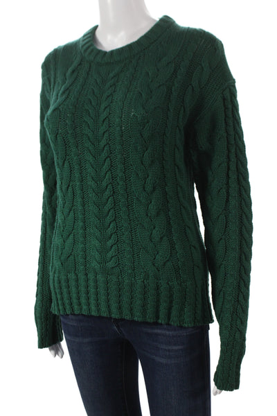 J Crew Womens Green Cotton Crew Neck Pullover Sweater Long Sleeve Size XS