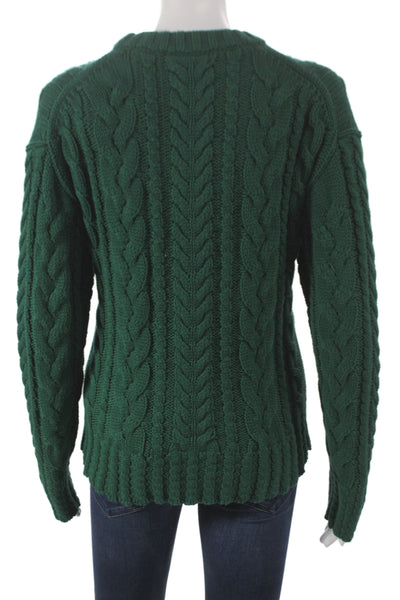 J Crew Womens Green Cotton Crew Neck Pullover Sweater Long Sleeve Size XS