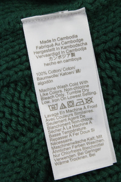 J Crew Womens Green Cotton Crew Neck Pullover Sweater Long Sleeve Size XS