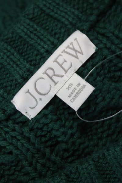 J Crew Womens Green Cotton Crew Neck Pullover Sweater Long Sleeve Size XS