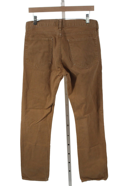 J Crew Mens Straight Brown Cotton Jeans Button Fly Size 31