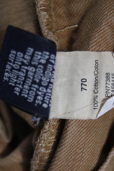 J Crew Mens Straight Brown Cotton Jeans Button Fly Size 31